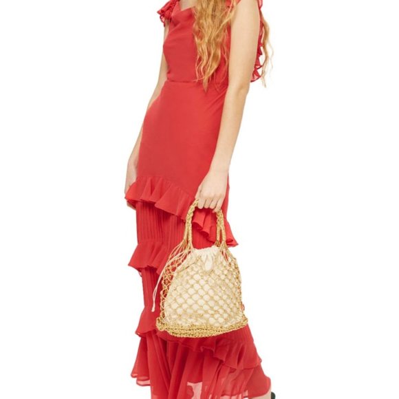 NWT TOPSHOP Ruffle Skirt Maxi Dress - Picture 4 of 8
